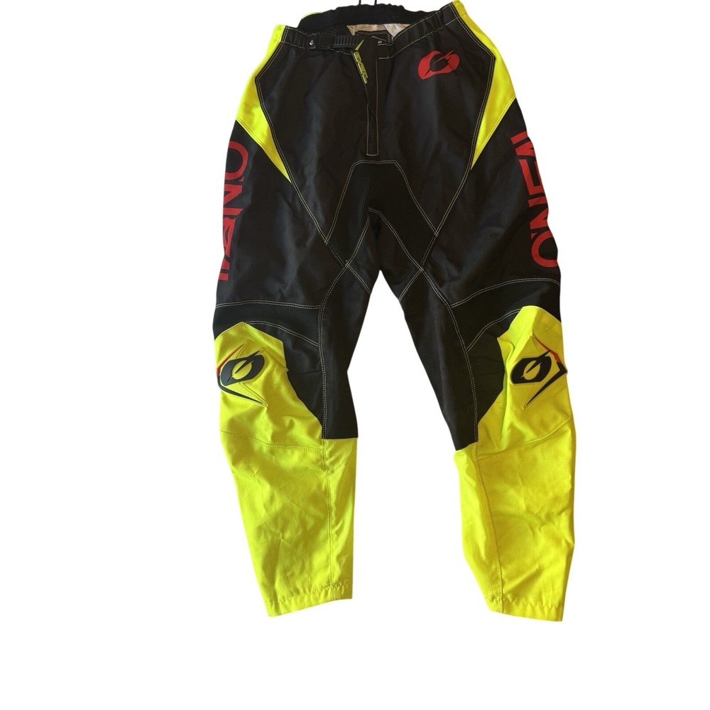 Red Black Yellow O'Neal Adult Sz 30 Element Dirt Motorcross Pants-SMALL HOLE